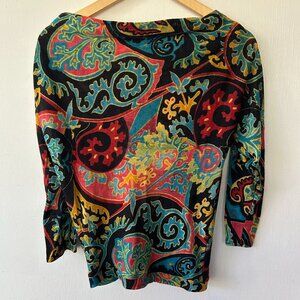 Marciano Wool Blend Top Womens Small Open Back Faux Wrap Tie Neck Art to Wear